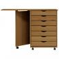 Preview: Rollschrank mit Schreibtisch MOSS Honigbraun Massivholz Kiefer