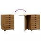 Preview: Rollschrank mit Schreibtisch MOSS Honigbraun Massivholz Kiefer