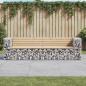 Preview: ARDEBO.de - Gartenbank aus Gabionen 244x71x65,5 cm Massivholz Kiefer