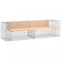 Preview: Gartenbank aus Gabionen 244x71x65,5 cm Massivholz Kiefer