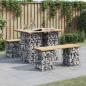 Preview: ARDEBO.de - Gartenbank aus Gabionen 100x70x72 cm Massivholz Kiefer