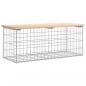 Preview: Gartenbank aus Gabionen 103x44x42 cm Massivholz Kiefer