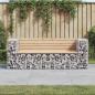 Preview: ARDEBO.de - Gartenbank aus Gabionen 184x71x65,5 cm Massivholz Kiefer