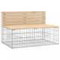 Preview: Gartenbank aus Gabionen 347x71x65,5 cm Massivholz Kiefer