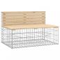 Preview: Gartenbank aus Gabionen 287x71x65,5 cm Massivholz Kiefer