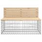 Preview: Gartenbank aus Gabionen 287x71x65,5 cm Massivholz Kiefer