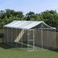 Preview: ARDEBO.de - Outdoor-Hundezwinger mit Dach Silbern 3x7,5x2,5m Stahl Verzinkt