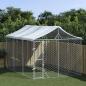 Preview: ARDEBO.de - Outdoor-Hundezwinger mit Dach Silbern 3x4,5x2,5m Stahl Verzinkt