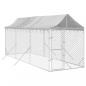 Preview: Outdoor-Hundezwinger mit Dach Silbern 2x6x2,5m Verzinkter Stahl