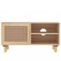 Preview: TV-Schrank Braun 80x30x40 cm Massivholz Kiefer und Natur-Rattan