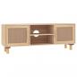 Preview: TV-Schrank Braun 105x30x40 cm Massivholz Kiefer Natur-Rattan