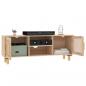 Preview: TV-Schrank Braun 105x30x40 cm Massivholz Kiefer Natur-Rattan