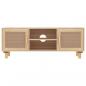 Preview: TV-Schrank Braun 105x30x40 cm Massivholz Kiefer Natur-Rattan