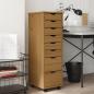 Preview: ARDEBO.de - Rollschrank mit Schubladen MOSS Honigbraun Massivholz Kiefer