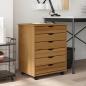 Preview: ARDEBO.de - Rollschrank mit Schubladen MOSS Honigbraun Massivholz Kiefer