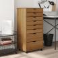 Preview: ARDEBO.de - Rollschrank mit Schubladen MOSS Honigbraun Massivholz Kiefer