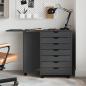 Preview: ARDEBO.de - Rollschrank mit Schreibtisch MOSS Grau Massivholz Kiefer