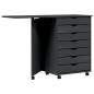 Preview: Rollschrank mit Schreibtisch MOSS Grau Massivholz Kiefer