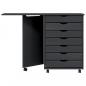 Preview: Rollschrank mit Schreibtisch MOSS Grau Massivholz Kiefer