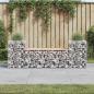 Preview: ARDEBO.de - Gartenbank aus Gabionen 183x41x60,5 cm Massivholz Douglasie