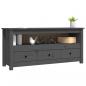 Preview: TV-Schrank Grau 114x35x52 cm Massivholz Kiefer