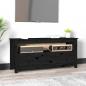 Preview: ARDEBO.de - TV-Schrank Schwarz 114x35x52 cm Massivholz Kiefer