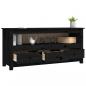 Preview: TV-Schrank Schwarz 114x35x52 cm Massivholz Kiefer