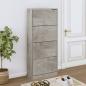 Preview: ARDEBO.de - Schuhschrank Betongrau 63x24x147 cm Holzwerkstoff