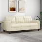 Preview: ARDEBO.de - 3-Sitzer-Sofa Creme 180 cm Kunstleder