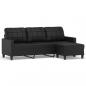 Preview: 3-Sitzer-Sofa mit Hocker Schwarz 180 cm Kunstleder