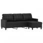 Preview: 3-Sitzer-Sofa mit Hocker Schwarz 180 cm Kunstleder