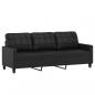 Preview: 3-Sitzer-Sofa mit Hocker Schwarz 180 cm Kunstleder