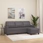 Preview: ARDEBO.de - 3-Sitzer-Sofa mit Hocker Grau 180 cm Kunstleder