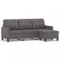 Preview: 3-Sitzer-Sofa mit Hocker Grau 180 cm Kunstleder