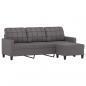 Preview: 3-Sitzer-Sofa mit Hocker Grau 180 cm Kunstleder