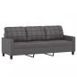 Preview: 3-Sitzer-Sofa mit Hocker Grau 180 cm Kunstleder