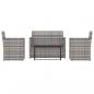 Preview: 4-tlg. Garten-Lounge-Set mit Kissen Poly Rattan Grau