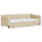 Preview: Tagesbett Ausziehbar mit Schubladen Creme 80x200 cm Stoff