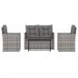 Preview: 4-tlg. Garten-Lounge-Set mit Kissen Poly Rattan Grau