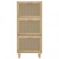 Preview: Schuhschrank Weiß 52x25x115 cm Holzwerkstoff & Rattan Natur