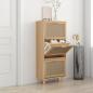 Preview: ARDEBO.de - Schuhschrank Braun 52x25x115 cm Holzwerkstoff & Rattan Natur