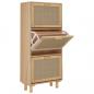 Preview: Schuhschrank Braun 52x25x115 cm Holzwerkstoff & Rattan Natur