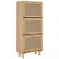 Preview: Schuhschrank Braun 52x25x115 cm Holzwerkstoff & Rattan Natur