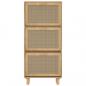 Preview: Schuhschrank Braun 52x25x115 cm Holzwerkstoff & Rattan Natur