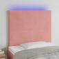 Preview: ARDEBO.de - LED Kopfteil Rosa 90x5x118/128 cm Samt