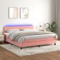 Preview: ARDEBO.de - Boxspringbett mit Matratze & LED Rosa 180x200 cm Samt