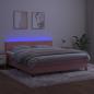 Preview: Boxspringbett mit Matratze & LED Rosa 180x200 cm Samt