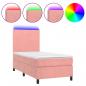 Preview: Boxspringbett mit Matratze & LED Rosa 90x190 cm Samt