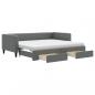 Preview: Tagesbett Ausziehbar mit Schubladen Dunkelgrau 90x190 cm Stoff