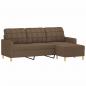 Preview: 3-Sitzer-Sofa mit Hocker Braun 180 cm Stoff